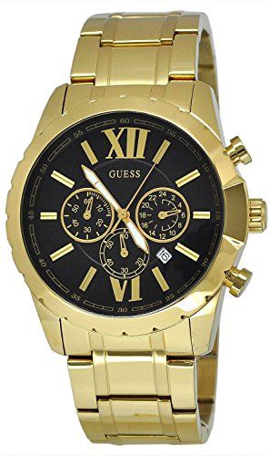 Shop Authentic Guess Optic Multifunction Black Dial Gold Steel Strap Watch for Men - W0193G1 - Luxxuri