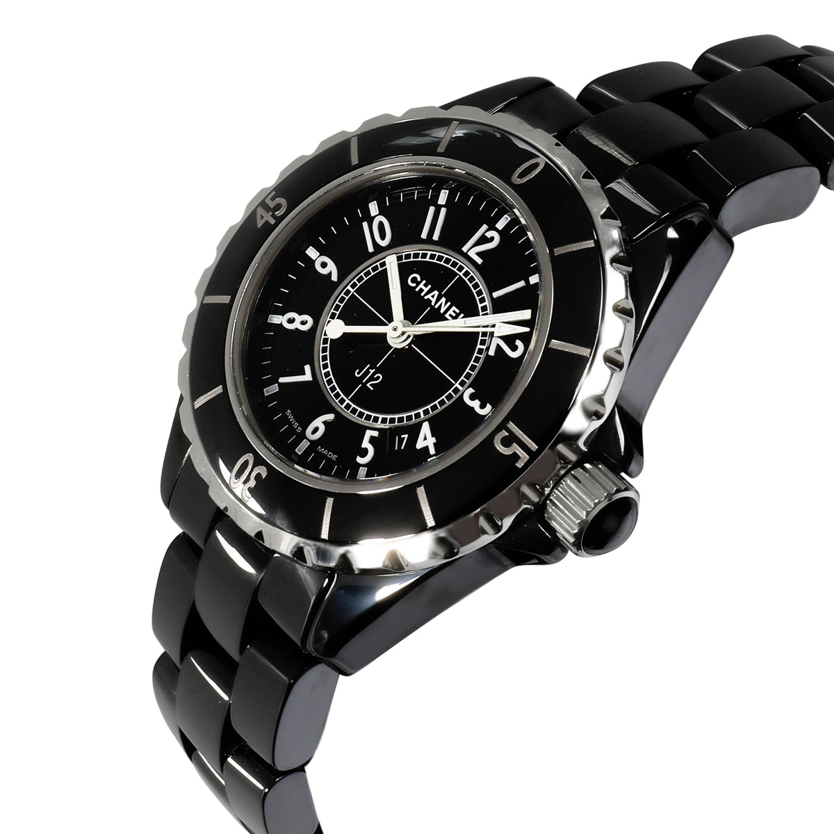 Shop Authentic Chanel J12 Quartz Ceramic Black Dial Black Steel Strap Watch for Women - J12 H0682 - Luxxuri