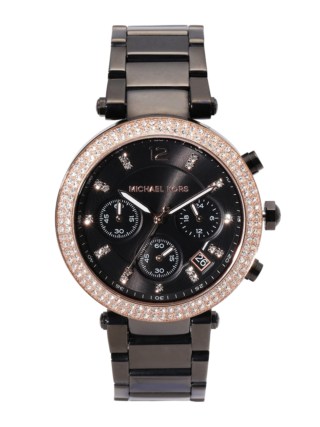 Shop Authentic Michael Kors Parker Diamonds Black Dial Black Steel Strap Watch for Women - MK5885 - Luxxuri