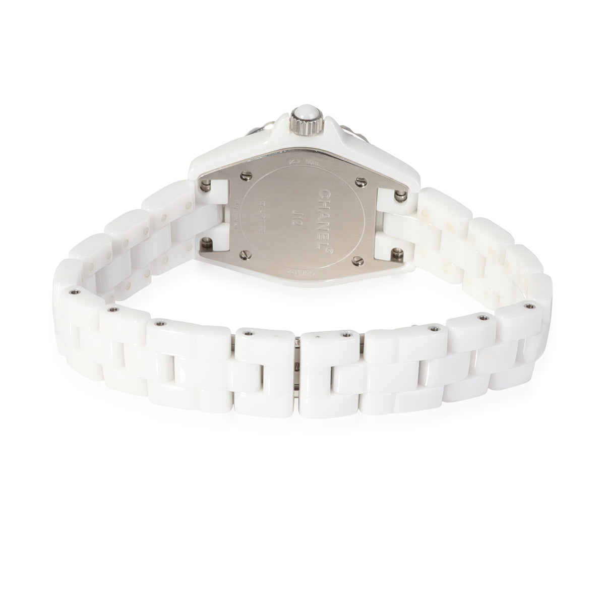 Shop Authentic Chanel J12 Diamonds Quartz Mother of Pearl White Dial White Steel Strap Watch for Women - J12 H2570 - Luxxuri