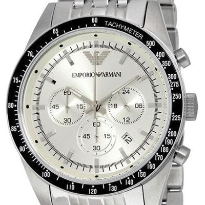 Shop Authentic Emporio Armani Sportivo Chronograph Silver Dial Silver Steel Strap Watch For Men - AR6073 - Luxxuri