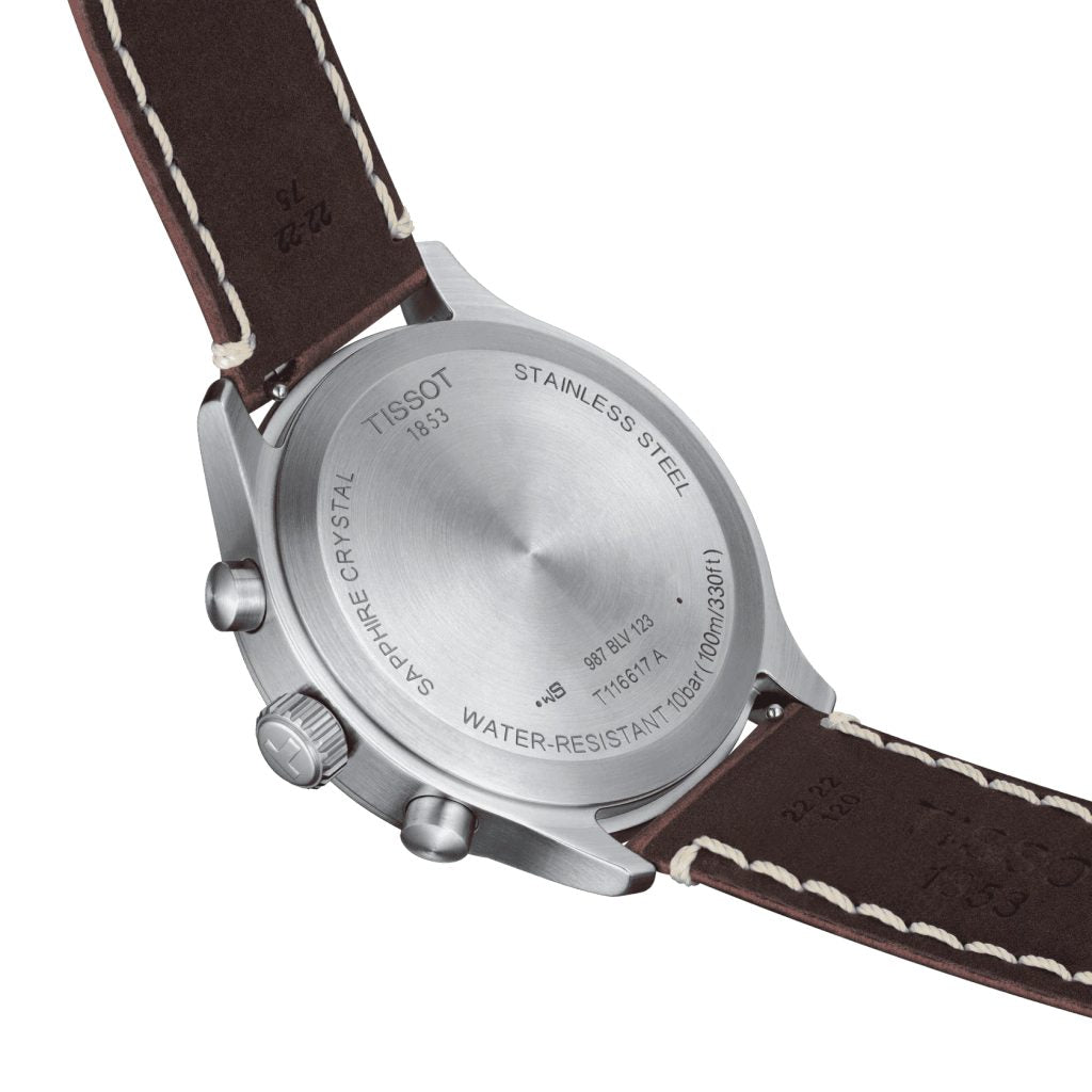 Shop Authentic Tissot Chrono XL Vintage Blue Dial Brown Leather Strap Watch For Men - T116.617.16.042.00 - Luxxuri