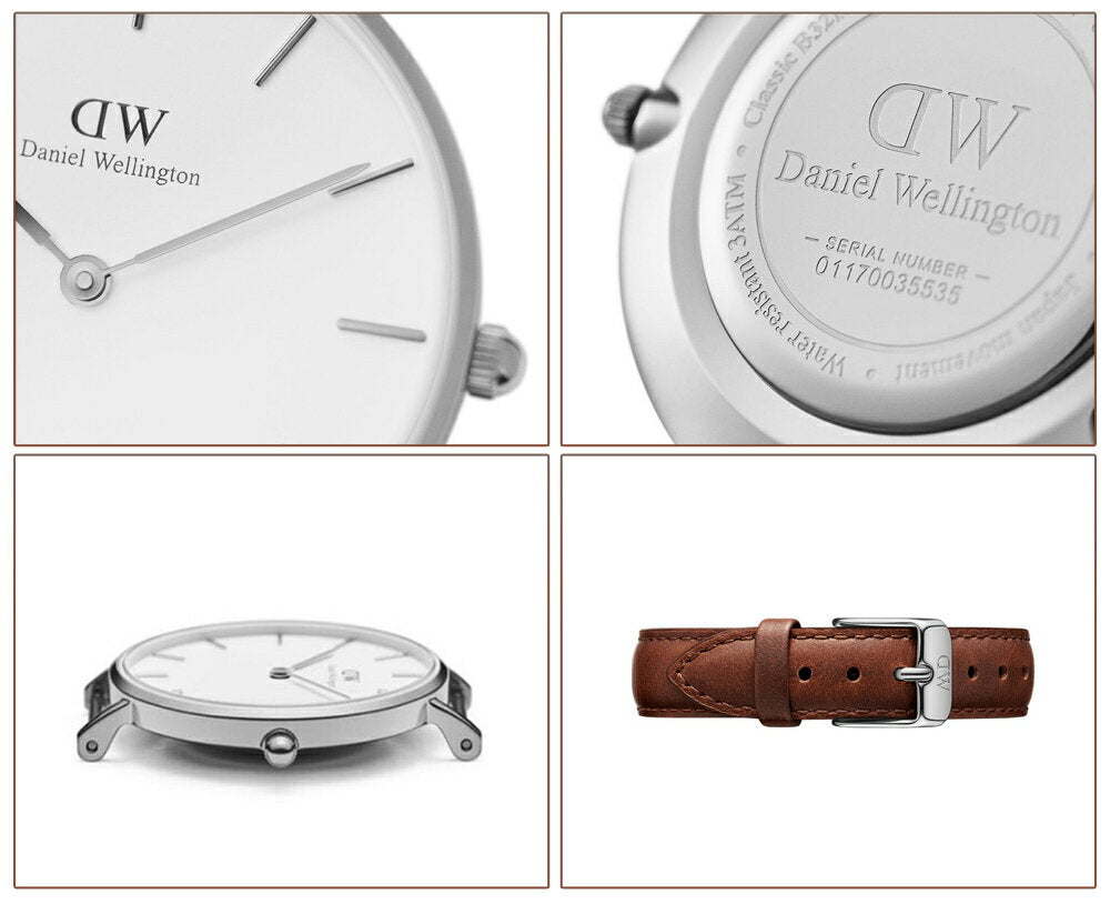 Shop Authentic Daniel Wellington Petite White Dial Brown Leather Strap Watch For Women - DW00100243 - Luxxuri