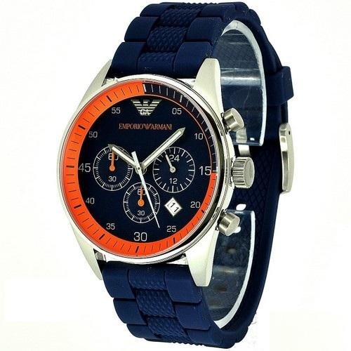 Shop Authentic Emporio Armani Chronograph Blue Dial Blue Rubber Strap Watch For Men - AR5864 - Luxxuri