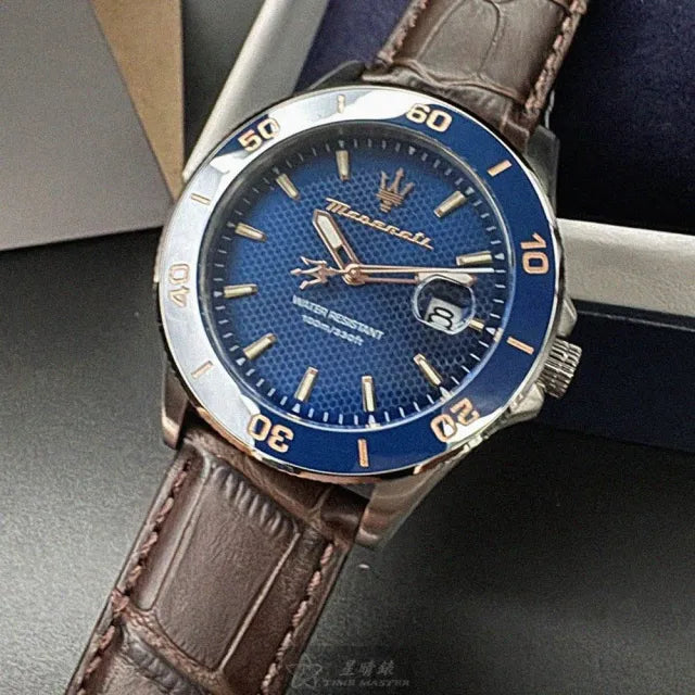 Shop Authentic Maserati Competizione Analog Blue Dial Brown Leather Strap Watch for Men - R8851100004 - Luxxuri