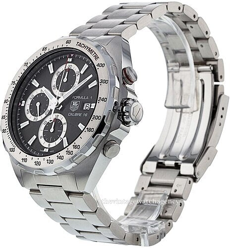 Shop Authentic Tag Heuer Formula 1 Calibre 16 Automatic Chronograph Black Dial Silver Steel Strap Watch for Men - CAZ2010.BA0876 - Luxxuri