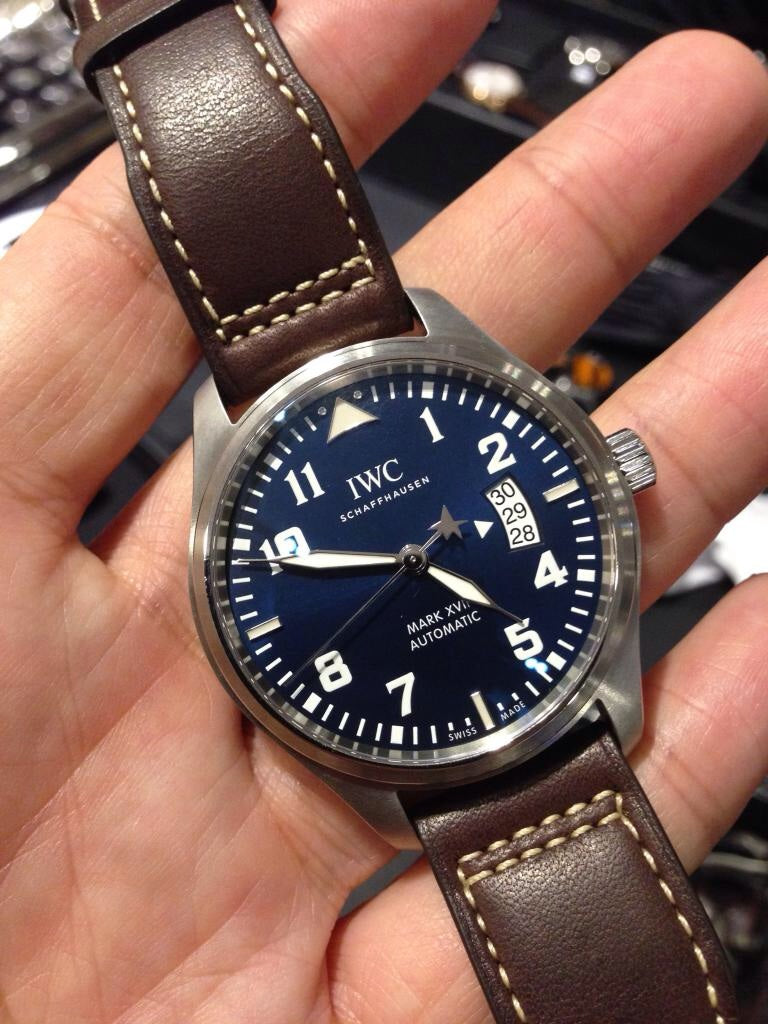 Shop Authentic IWC Pilots Watch Mark XVII Edition Le Petit Prince Blue Dial Brown Leather Strap Watch for Men - IW326506 - Luxxuri