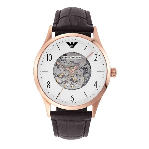 Shop Authentic Emporio Armani Meccanico White Dial Brown Leather Strap Watch For Men - AR1920 - Luxxuri