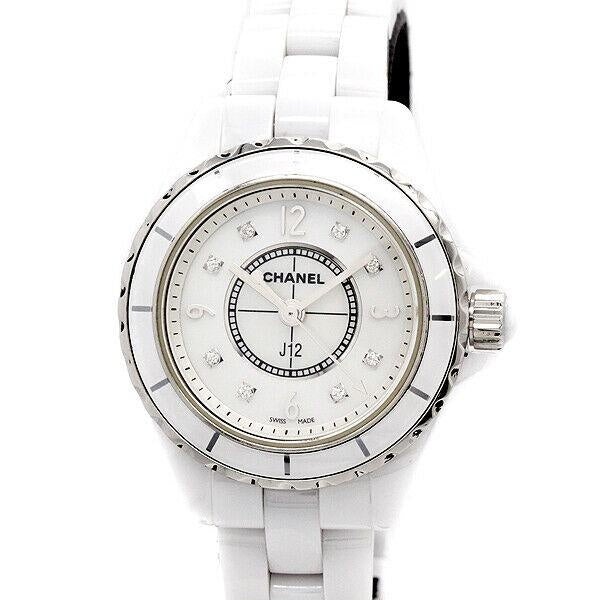 Shop Authentic Chanel J12 Diamonds Quartz Mother of Pearl White Dial White Steel Strap Watch for Women - J12 H2570 - Luxxuri