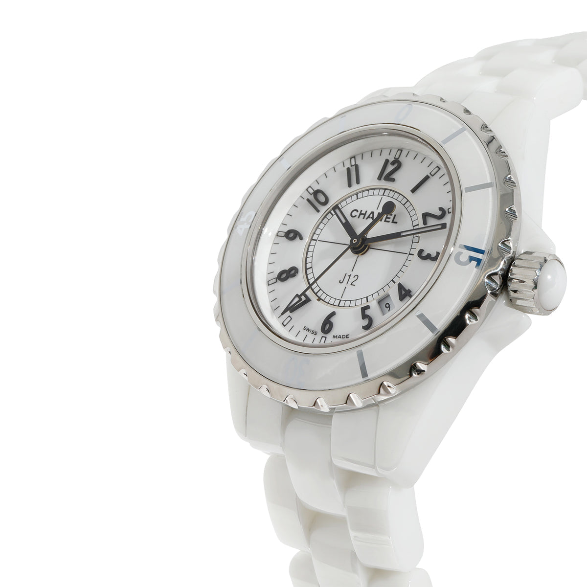 Shop Authentic Chanel J12 Ceramic White Dial White Steel Strap Watch for Women - J12 H0968 - Luxxuri