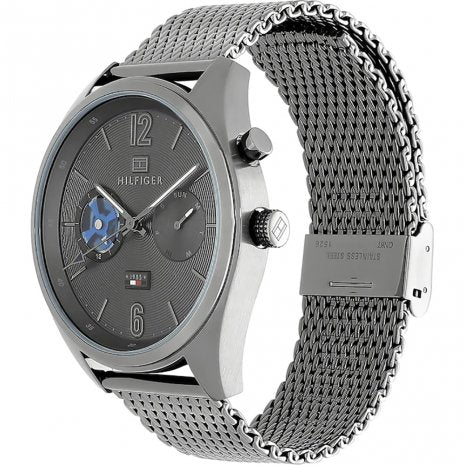 Shop Authentic Tommy Hilfiger Deacon Multifunction Black Dial Black Mesh Bracelet Watch for Men - 1791546 - Luxxuri