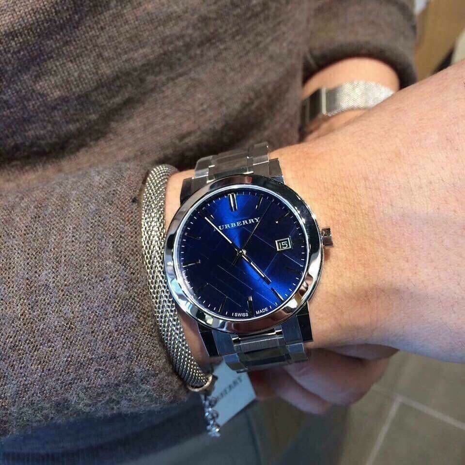 Shop Authentic Burberry The City Blue Dial Silver Steel Strap Watch for Men - BU9031 - Luxxuri