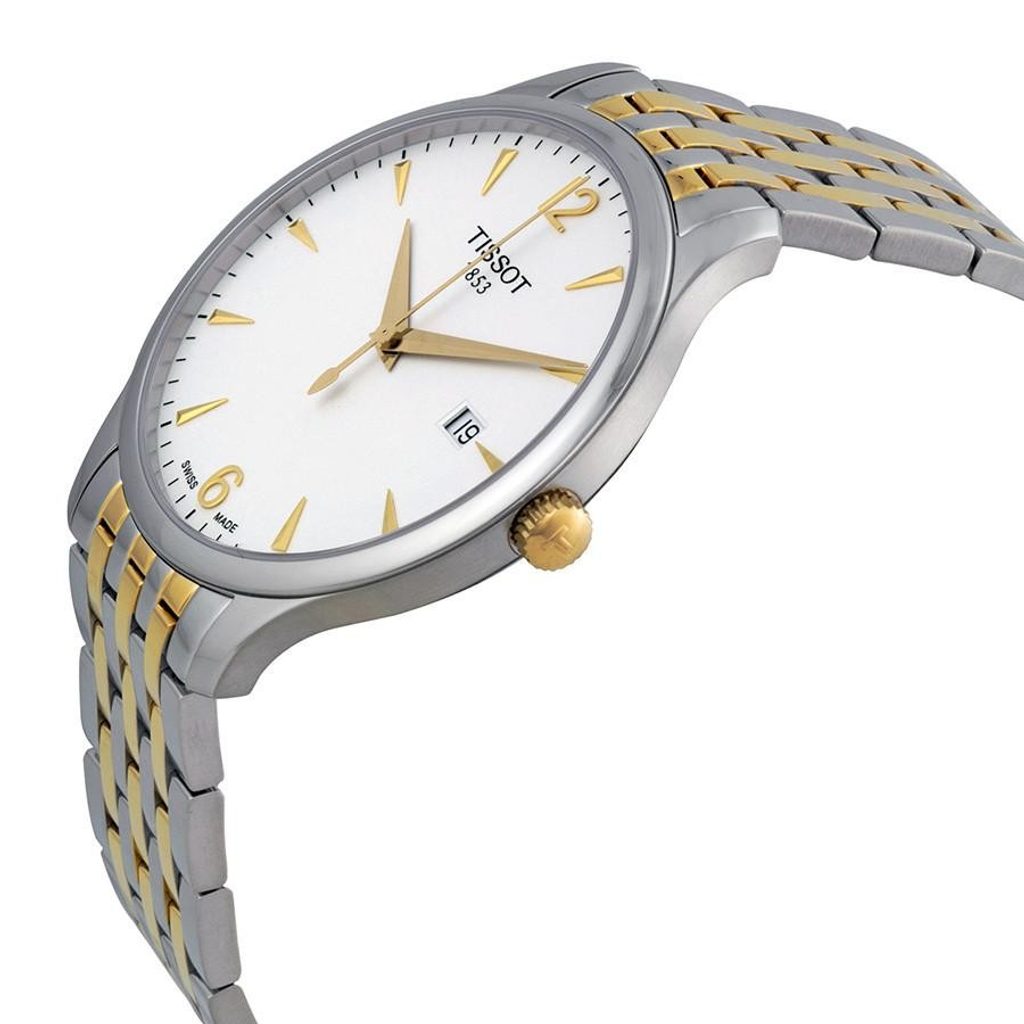 Shop Authentic Tissot T Classic Tradition White Dial Two Tone Mesh Bracelet Watch for Women - T063.210.22.037.00 - Luxxuri