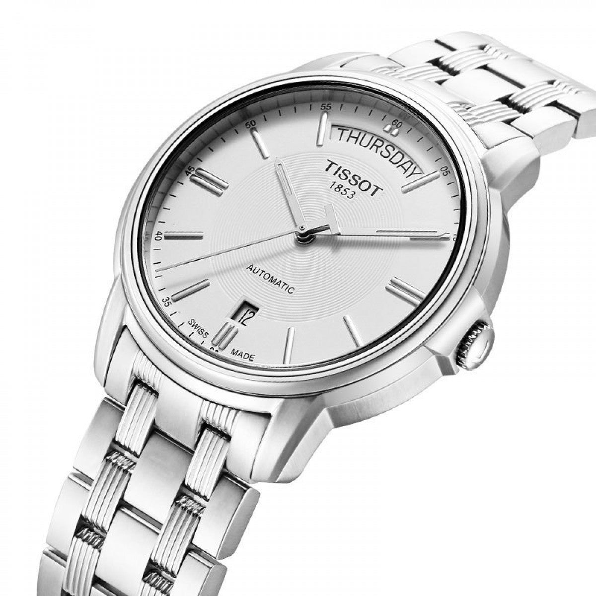 Shop Authentic Tissot T Classic Automatic III Day Date White Dial Silver Steel Strap Watch for Men - T065.930.11.031.00 - Luxxuri