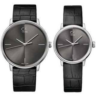 Calvin Klein Accent Black Dial Black Leather Strap Watch for Women - K2Y2Y1C3
