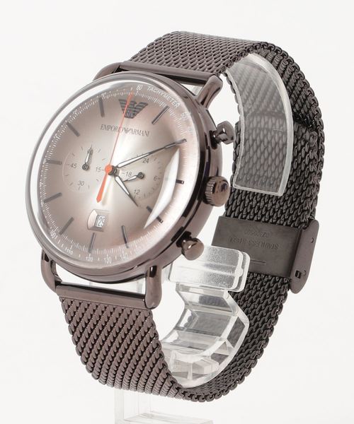 Shop Authentic Emporio Armani Aviator Chronograph Grey Dial Brown Mesh Bracelet Watch For Men - AR11169 - Luxxuri