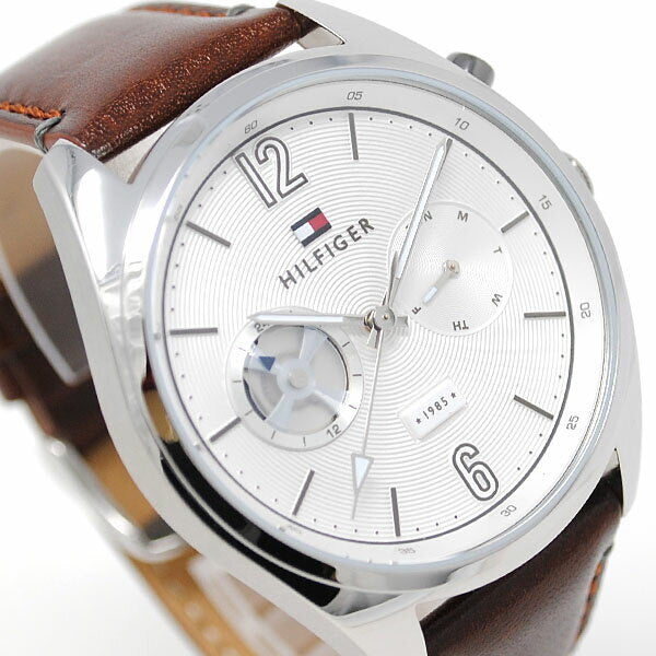 Shop Authentic Tommy Hilfiger Deacon White Dial Brown Leather Strap Watch for Men - 1791550 - Luxxuri