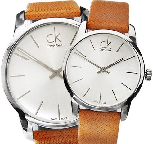 Shop Authentic Calvin Klein City Quartz White Dial Light Brown Leather Strap Watch For Men - K2G21138 - Luxxuri