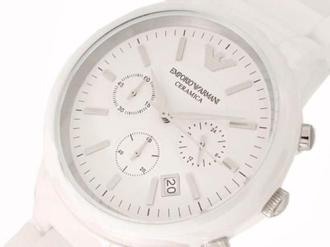 Shop Authentic Emporio Armani Ceramica Chronograph White Dial White Strap Watch For Men - AR1453 - Luxxuri