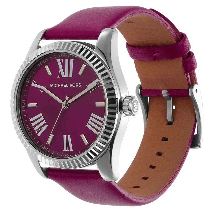 Shop Authentic Michael Kors Lexington Quartz Fuchsia Dial Fuchsia Leather Strap Watch For Women - MK4749 - Luxxuri