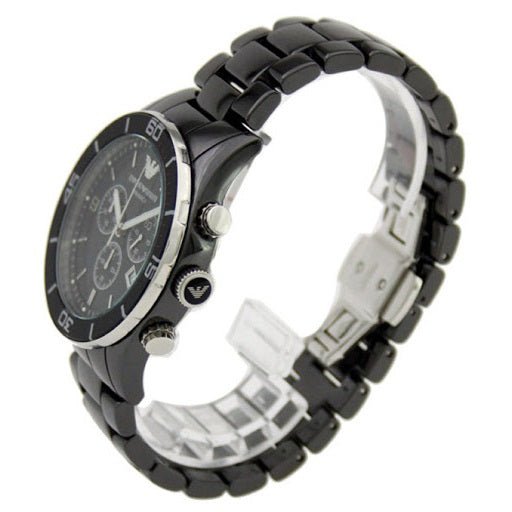 Shop Authentic Emporio Armani Black Ceramic Chronograph Black Dial Watch For Men - AR1421 - Luxxuri