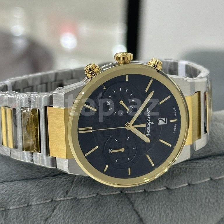Shop Authentic Salvatore Ferragamo F-80 Classic Black Dial Two Tone Steel Strap Watch for Men - SFME00921 - Luxxuri
