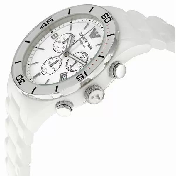 Shop Authentic Emporio Armani Ceramic Chronograph White Dial White Ceramic Strap Watch For Men - AR1424 - Luxxuri
