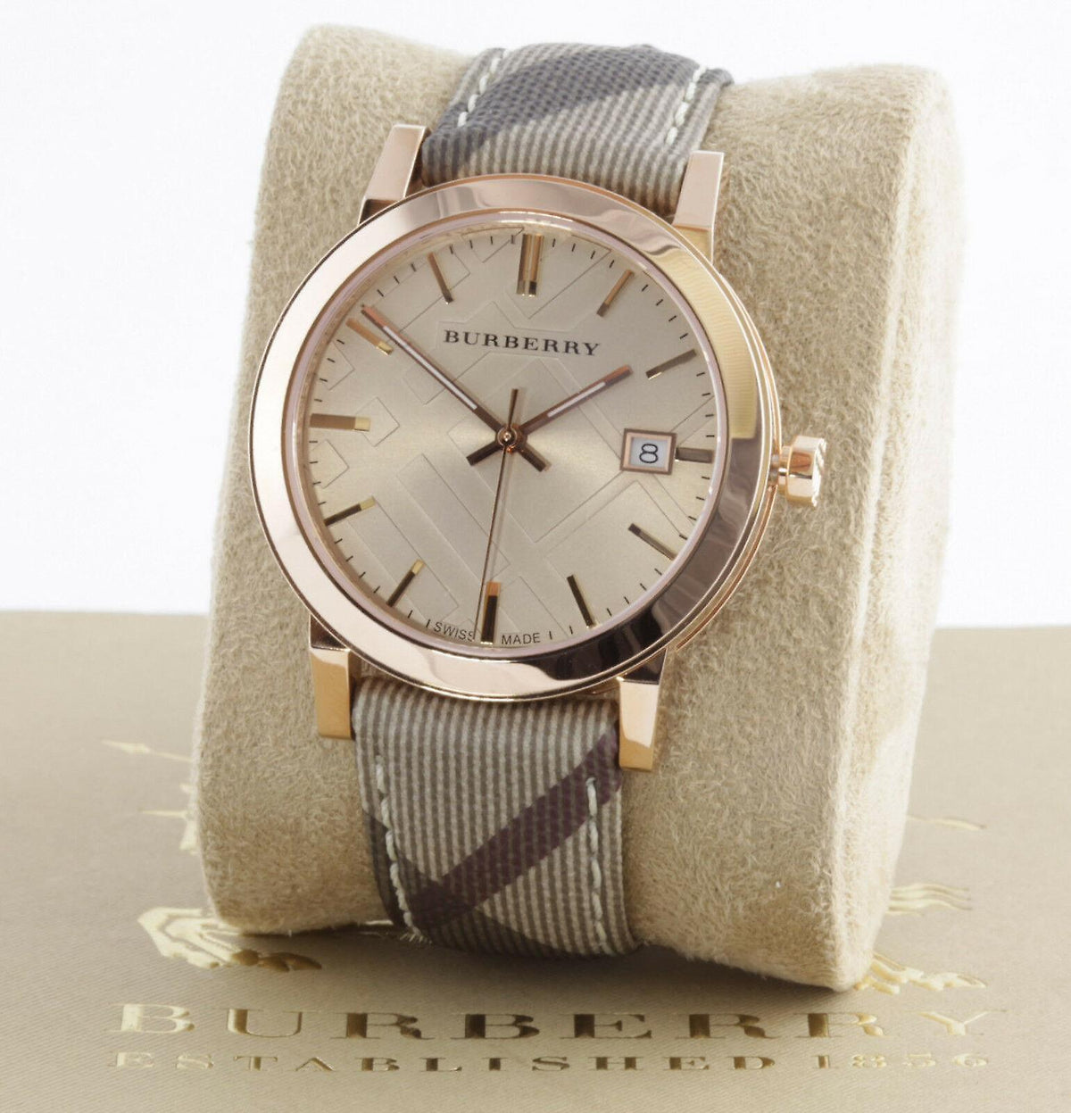 Shop Authentic Burberry The City Rose Gold Dial Brown Leather Strap Watch for Women - BU9040 - Luxxuri
