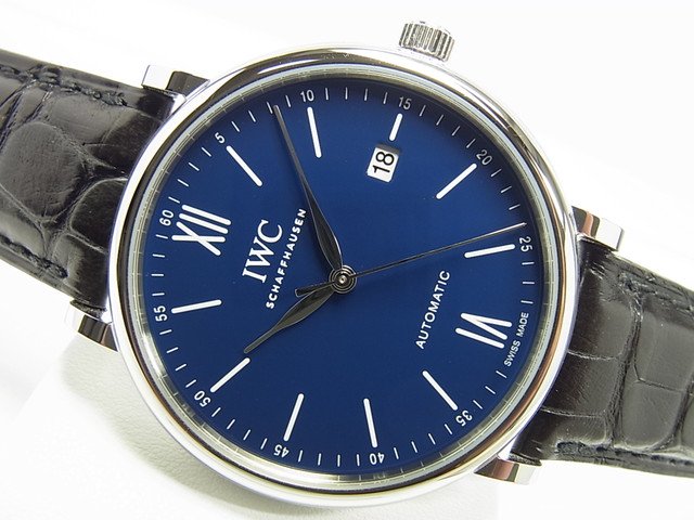 Shop Authentic IWC Portofino '150 Years Edition' Automatic Blue Dial Black Leather Strap Watch for Men - IW356518 - Luxxuri