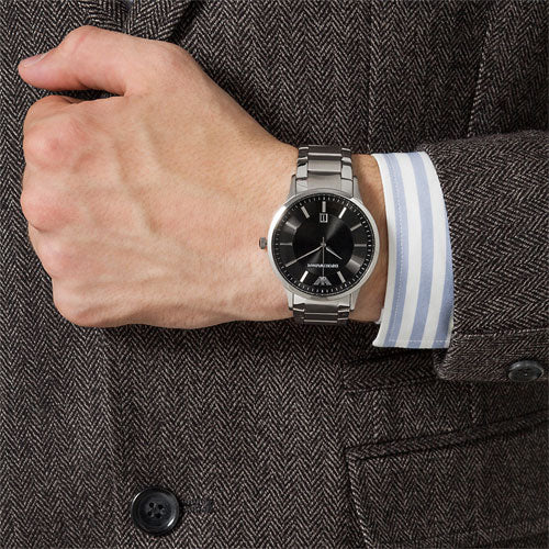 Shop Authentic Emporio Armani Sportivo Black Dial Silver Stainless Steel Watch For Men - AR2457 - Luxxuri