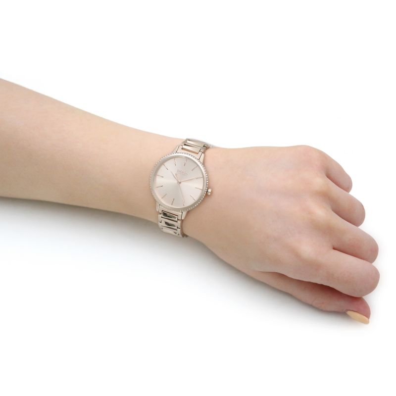 Shop Authentic Hugo Boss Signature Gold Dial Gold Stainless Steel Strap Watch for Women - 1502540 - Luxxuri