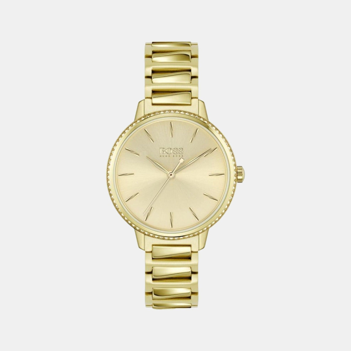 Shop Authentic Hugo Boss Signature Gold Dial Gold Steel Strap Watch for Women - 1502541 - Luxxuri