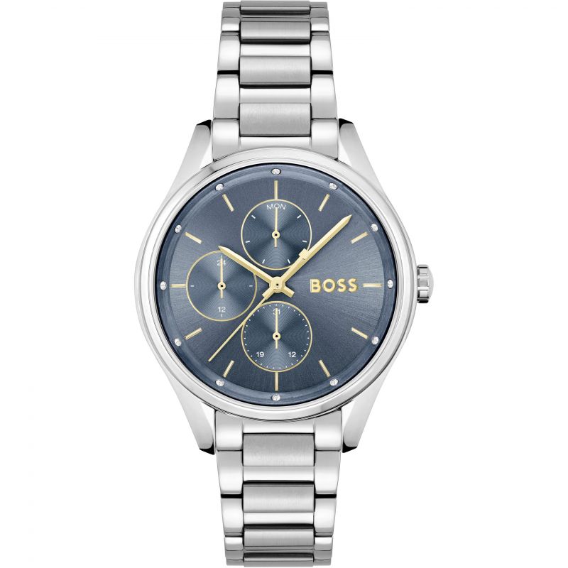 Shop Authentic Hugo Boss Grand Course Blue Dial Silver Steel Strap Watch for Women - 1502583 - Luxxuri