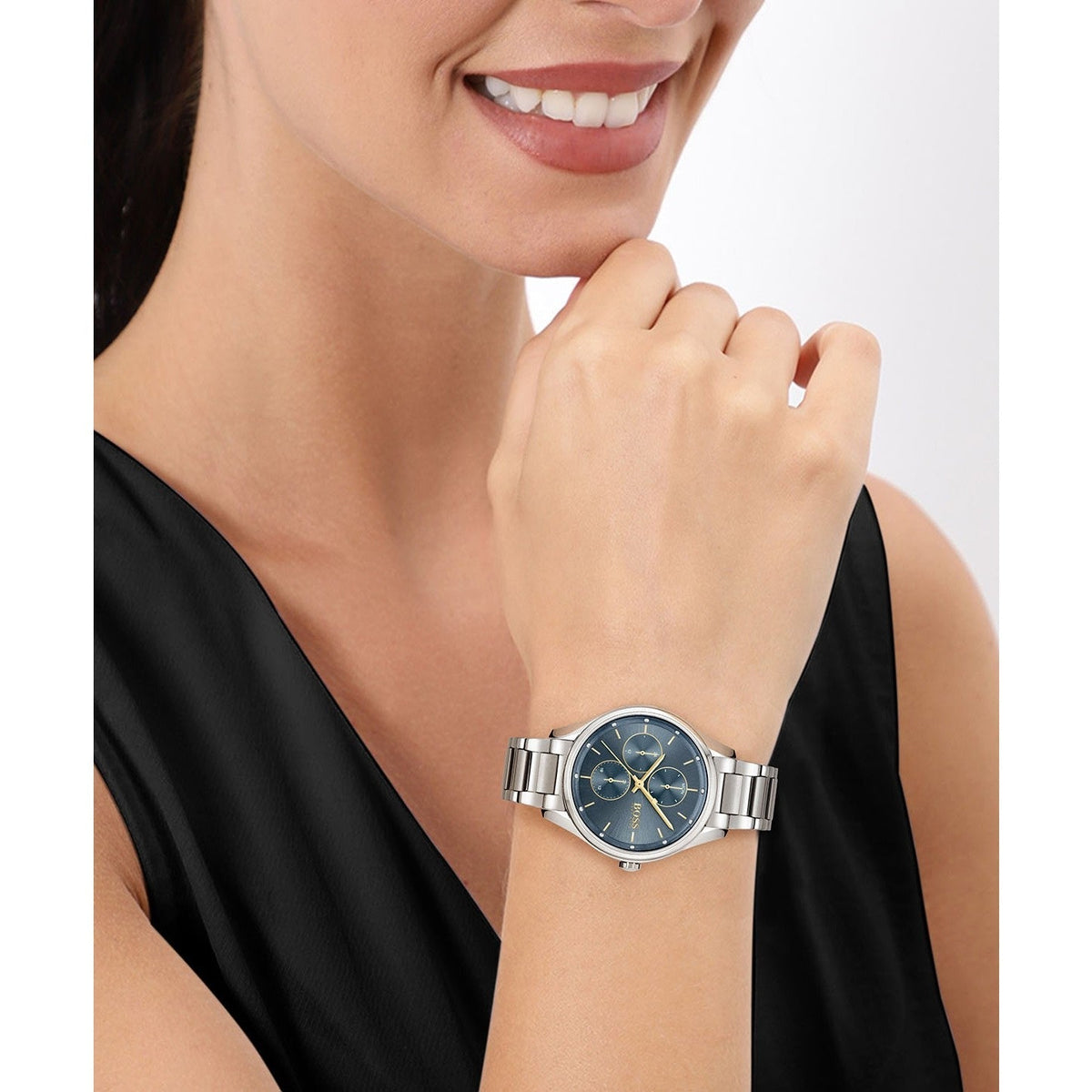 Shop Authentic Hugo Boss Grand Course Blue Dial Silver Steel Strap Watch for Women - 1502583 - Luxxuri