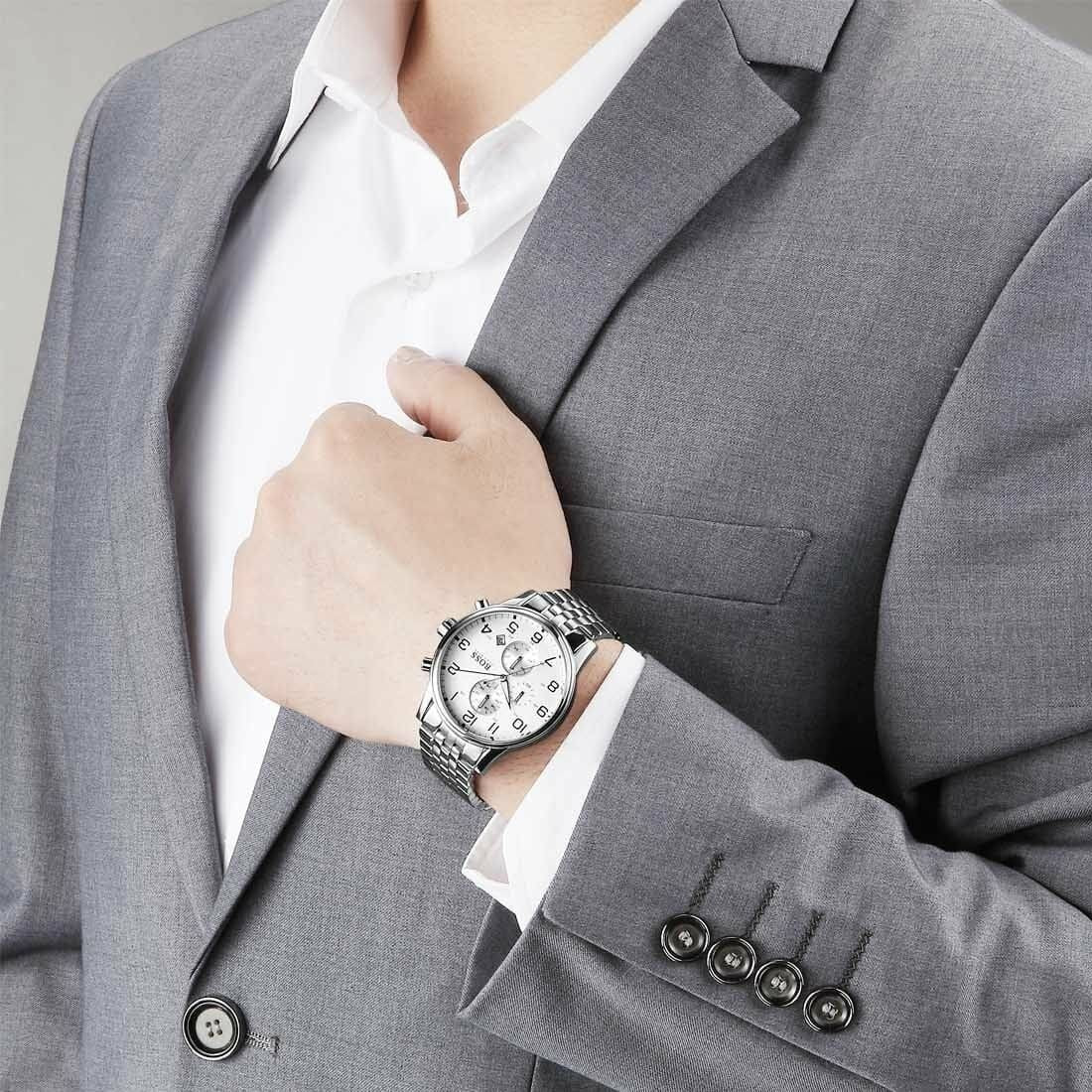Shop Authentic Hugo Boss Aeroliner Chronograph White Dial Silver Steel Strap Watch For Men - 1512445 - Luxxuri