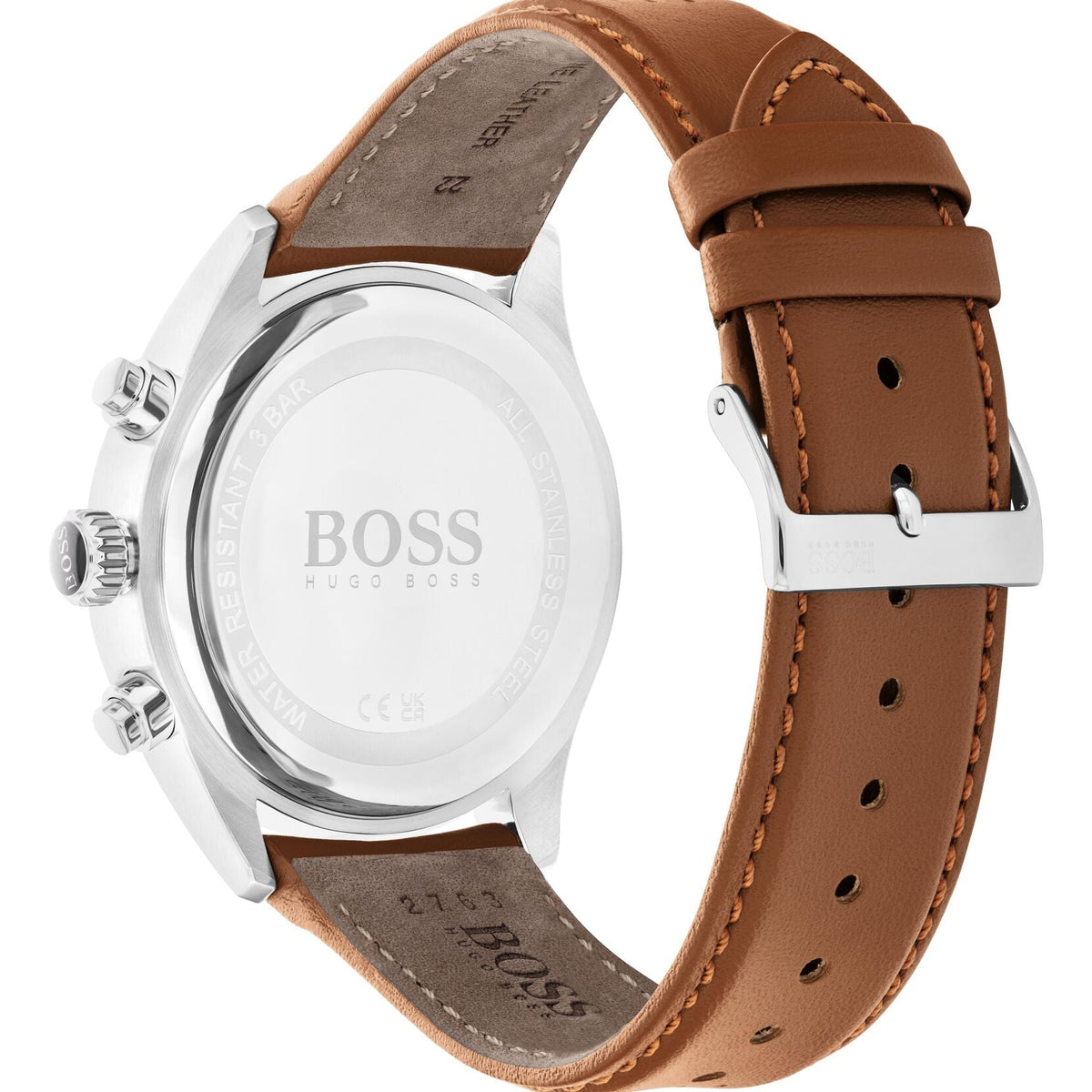 Shop Authentic Hugo Boss Grand Prix White Dial Brown Leather Strap Watch for Men - 1513475 - Luxxuri