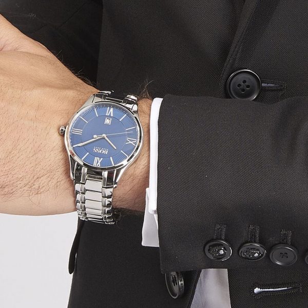 Shop Authentic Hugo Boss Governer Blue Dial Silver Steel Strap Watch for Men - 1513487 - Luxxuri