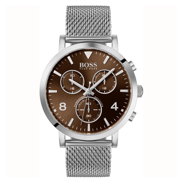Shop Authentic Hugo Boss Spirit Brown Dial Silver Mesh Bracelet Watch for Men - 1513694 - Luxxuri