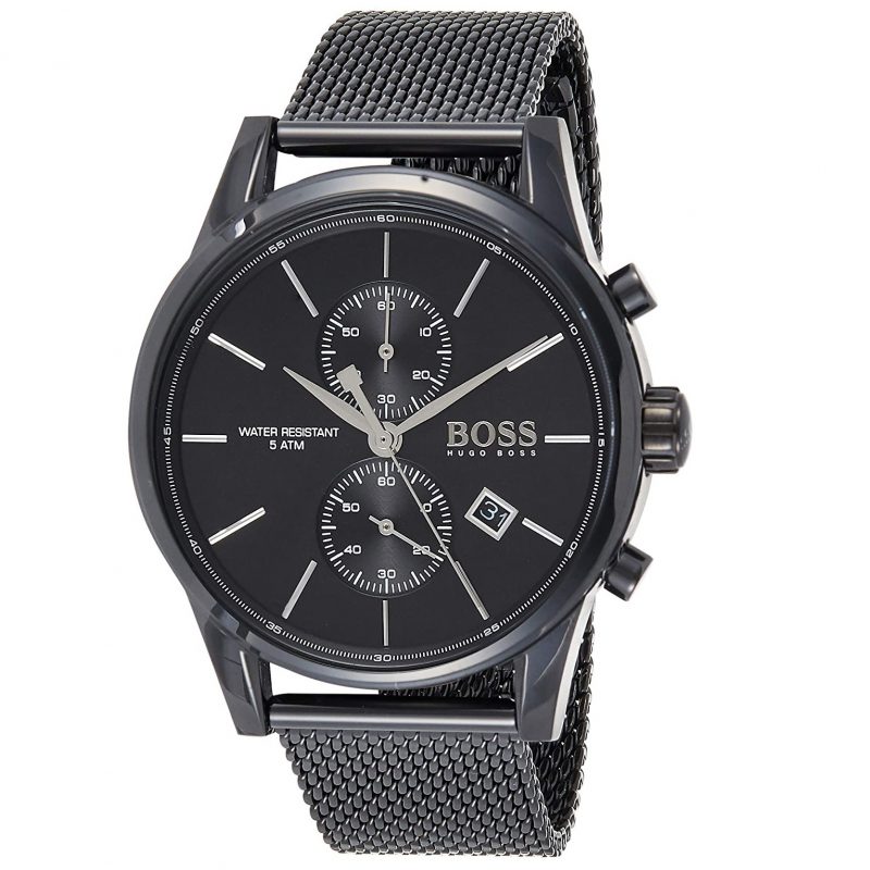Hugo Boss Associate Chronograph Black Dial Black Mesh Bracelet Watch for Men - 1513769
