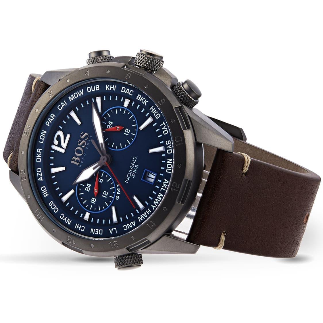 Shop Authentic Hugo Boss Nomad Blue Dial Brown Leather Strap Watch for Men - 1513773 - Luxxuri