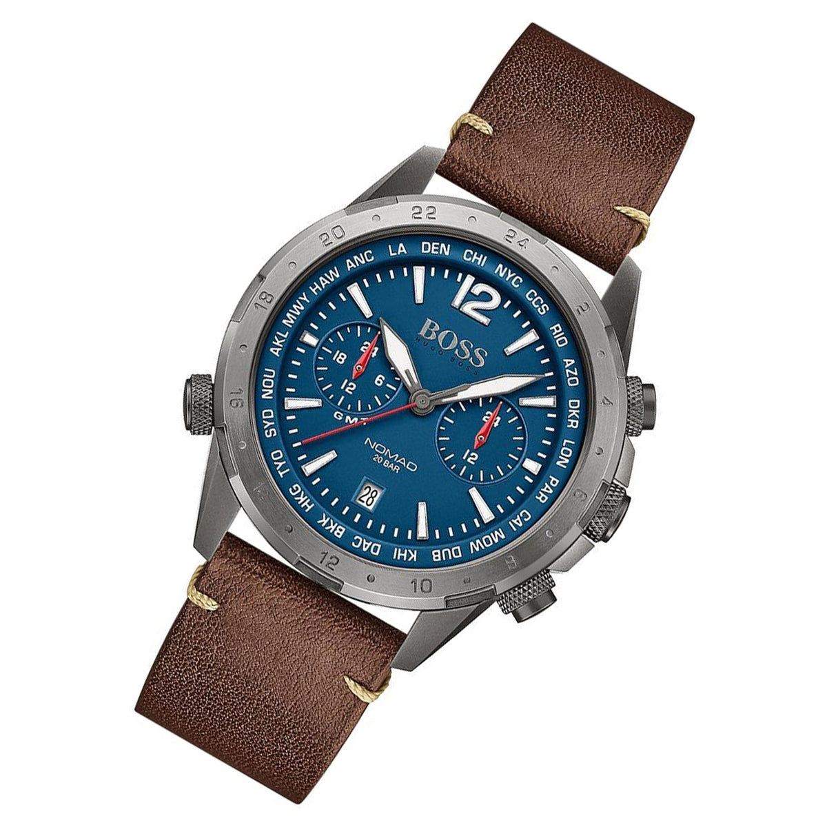 Shop Authentic Hugo Boss Nomad Blue Dial Brown Leather Strap Watch for Men - 1513773 - Luxxuri