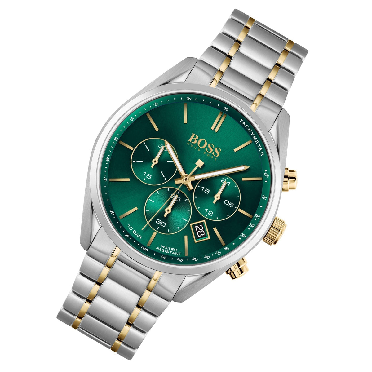 Shop Authentic Hugo Boss Champion Green Dial Silver Steel Strap Watch for Men - 1513878 - Luxxuri
