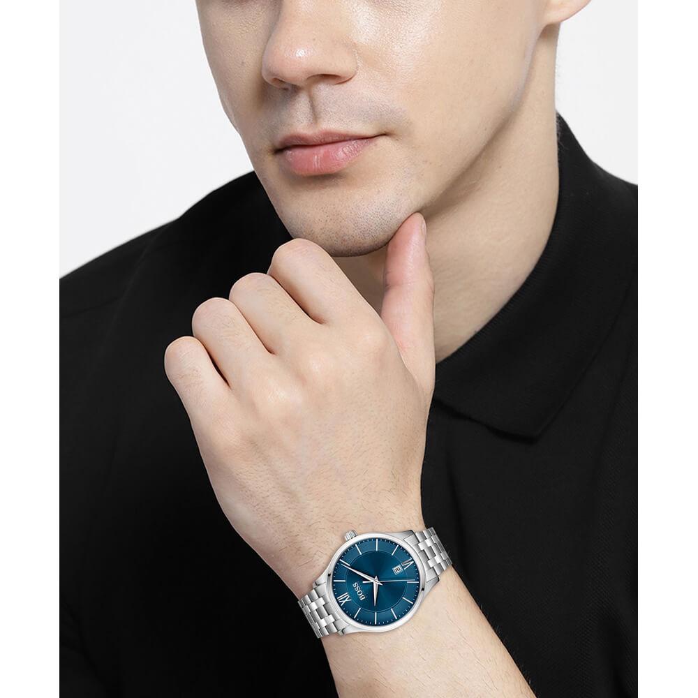 Shop Authentic Hugo Boss Grand Course Blue Dial Silver Steel Strap Watch for Women - 1502583 - Luxxuri