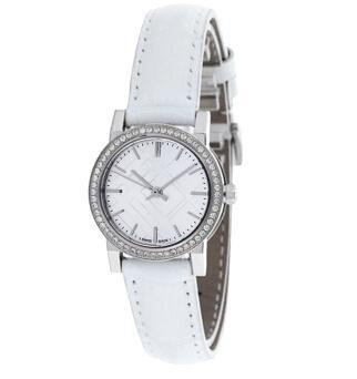 Shop Authentic Burberry The City Diamonds Silver Dial White Leather Strap Watch for Women - BU9221 - Luxxuri