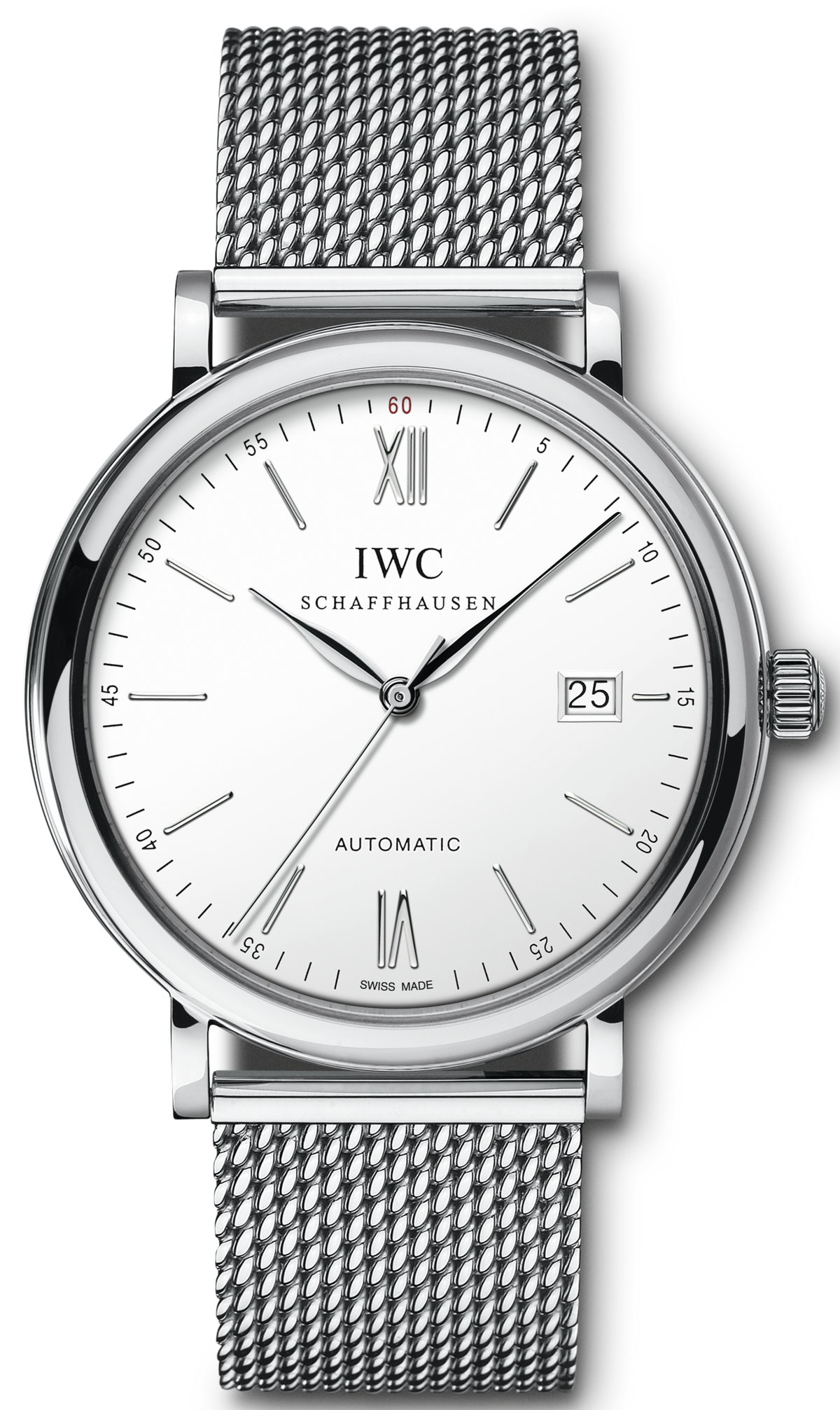 Shop Authentic IWC Portofino Automatic White Dial Silver Mesh Bracelet Watch for Men - IW356505 - Luxxuri