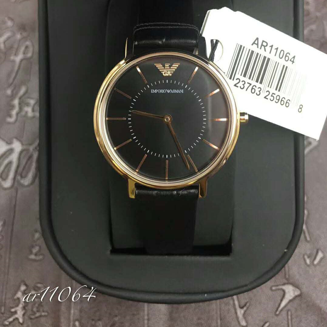 Shop Authentic Emporio Armani Kappa Quartz Black Dial Black Leather Strap Watch For Women - AR11064 - Luxxuri