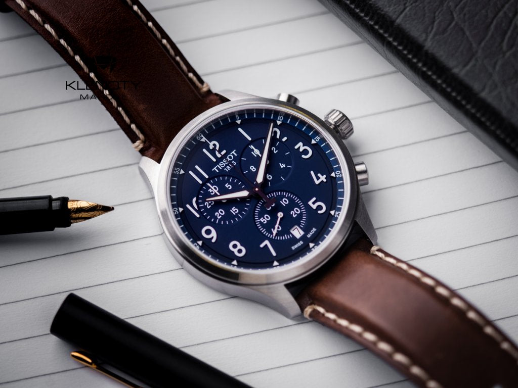 Shop Authentic Tissot Chrono XL Vintage Blue Dial Brown Leather Strap Watch For Men - T116.617.16.042.00 - Luxxuri