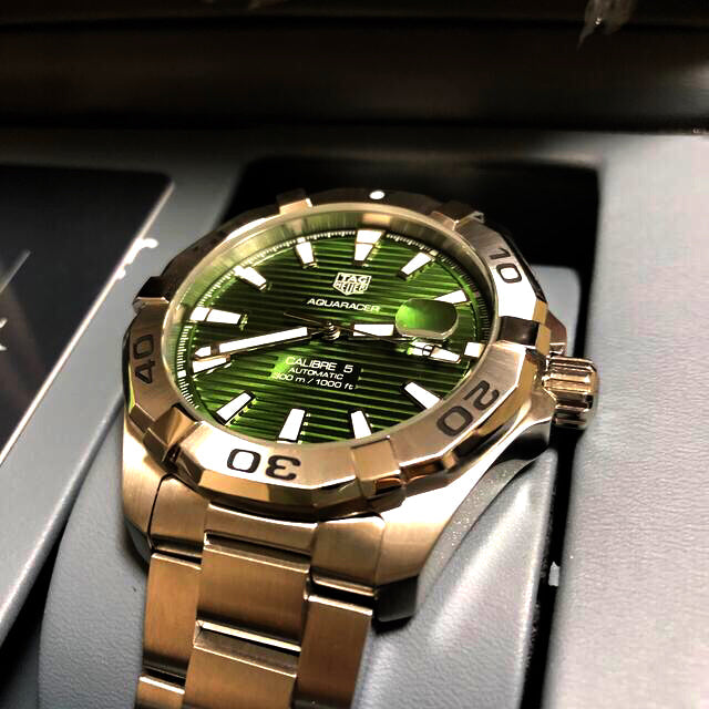 Shop Authentic Tag Heuer Aquaracer Green Dial Watch for Men - WAY2015.BA0927 - Luxxuri