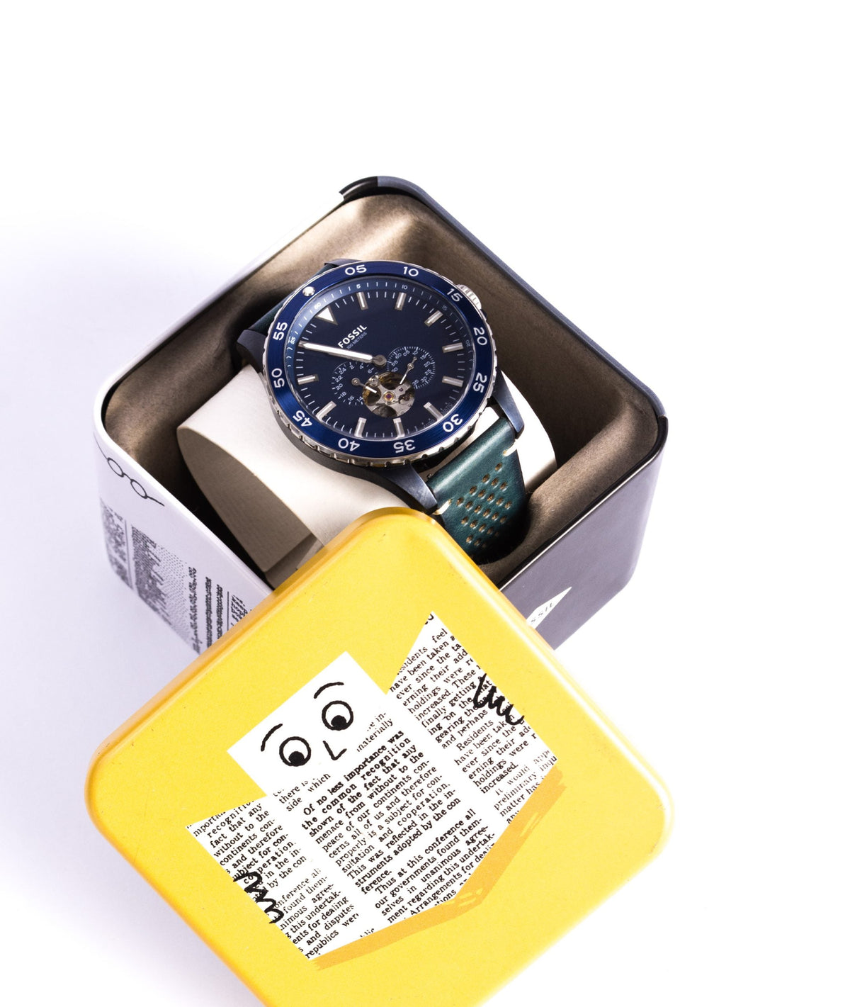 Shop Authentic Fossil Crewmaster Sports Automatic Blue Dial Blue Leather Strap Watch for Men - ME3149 - Luxxuri