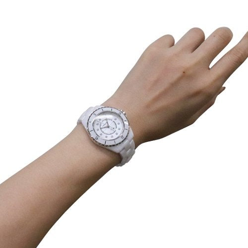 Shop Authentic Chanel J12 Diamonds Mother of Pearl White Dial White Steel Strap Watch for Women - J12 H5704 - Luxxuri
